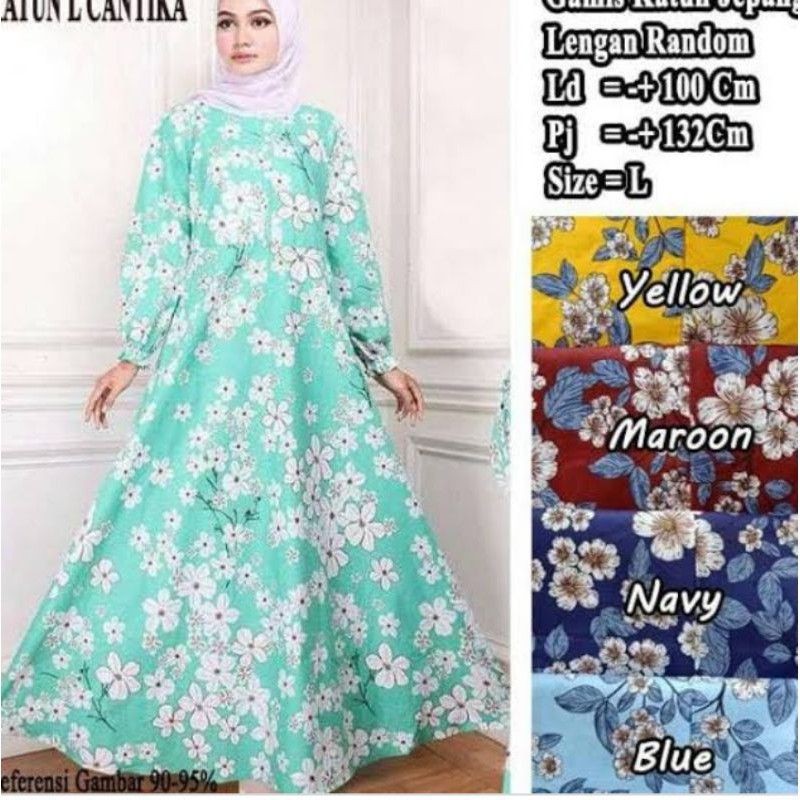 GAMIS KATUN || MOTIF BUNGA SAKURA