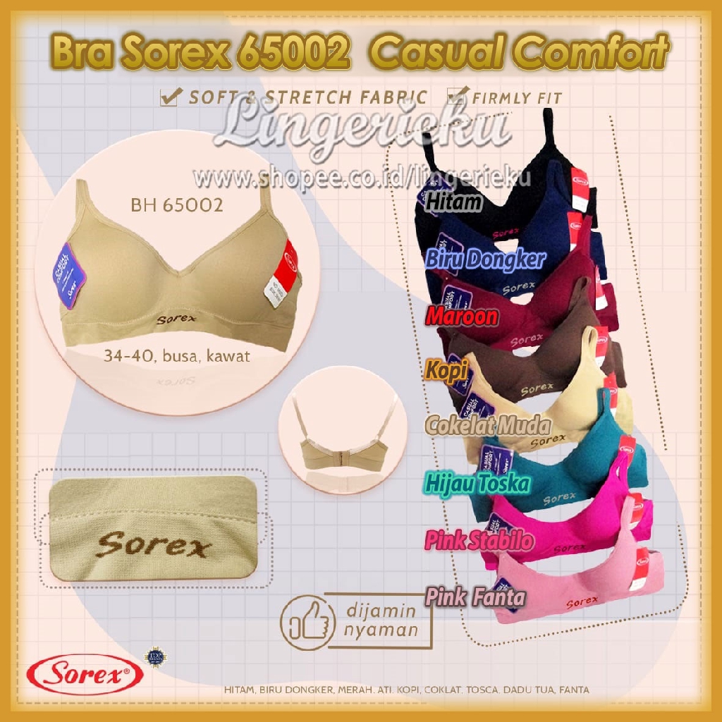 Sorex 65002 BH Bra Casual Sport Wanita Busa Tipis Berkawat