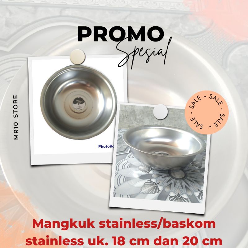 mangkuk stainless ukuran 16cm dan 18 cm/baskom stainless