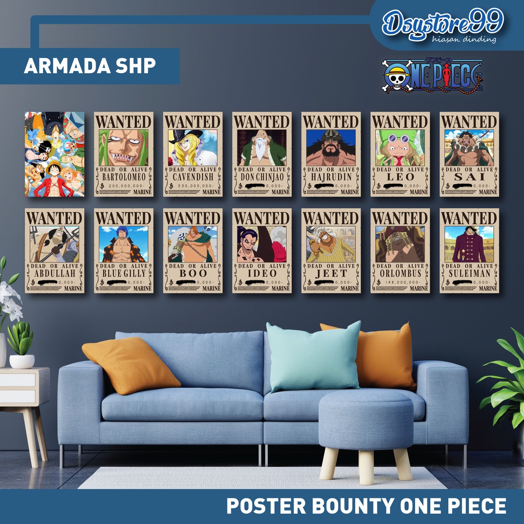 Poster Bounty One Piece 1SET KRU ISI 10PCS SIZE A4-ARMADA LUFFY