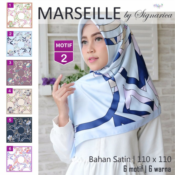 Jilbab Segiempat Marseille Satin Motif 2 By Signarica Hijab Scarf