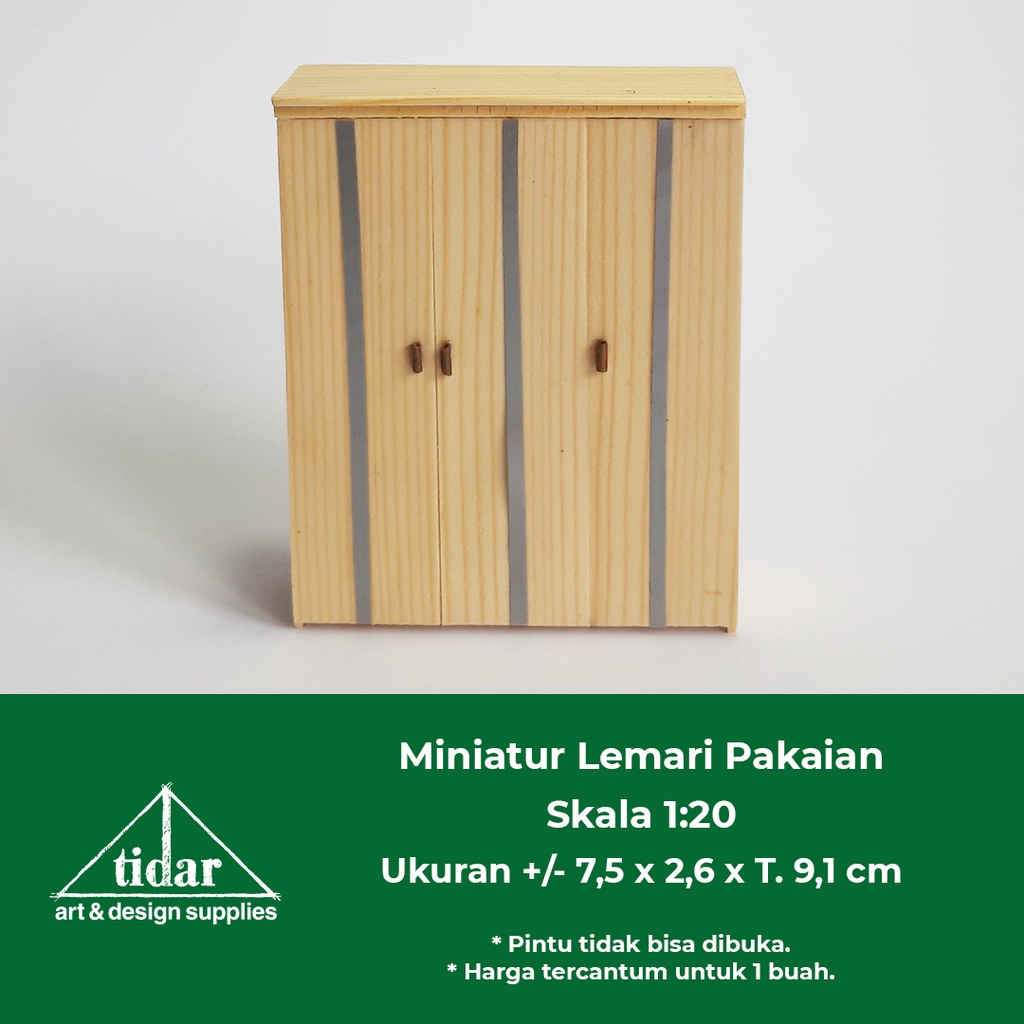 

[MR] Miniatur Maket Lemari Pakaian 3 Pintu / Lemari Kayu HR skala 1:20