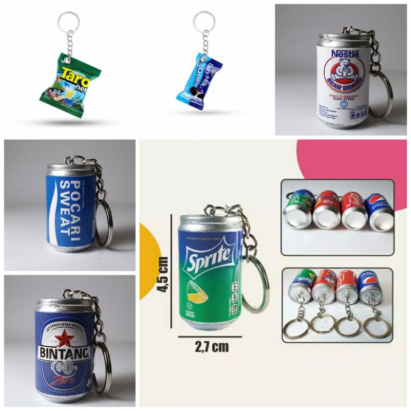 GANTUNGAN KUNCI SNACK & MINUMAN KALENG MINIATUR UNIK MURAH