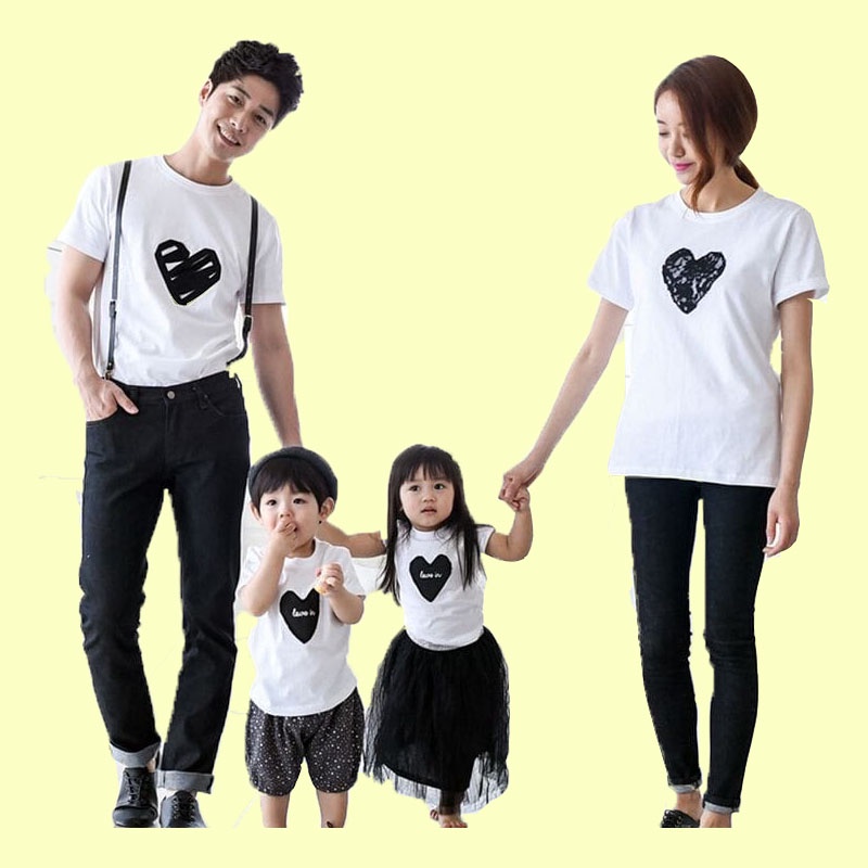 MYSTIQUE.ID-BAJU KAOS KELUARGA HEART LOVE T-SHIRT LUCU DAN AESTHETIC