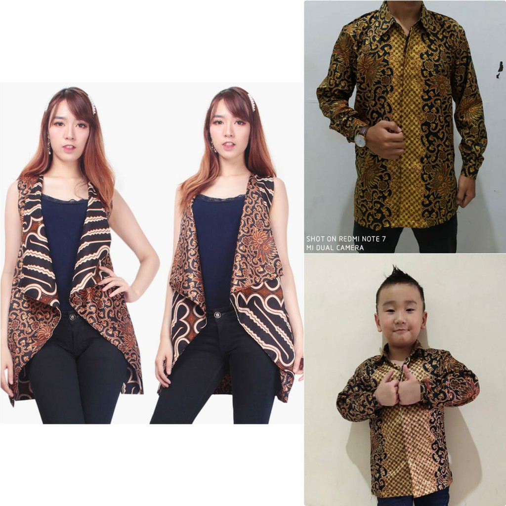 SB Collection Couple Family Baiza Batik 2in1 Blazer Outer Bolero Dan Kemeja Dewasa Anak