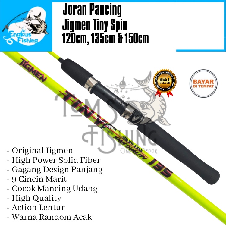 Joran Pancing Jigmen Tiny Spin 120cm, 135cm &amp; 150cm (9 Marit) Fiber Solid Murah - Engkus Fishing