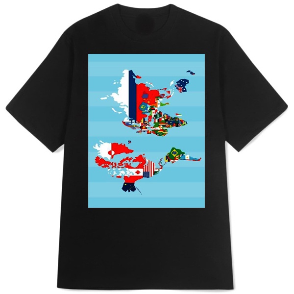 Kaos New Custom World Flag Map Tshirt Unisex