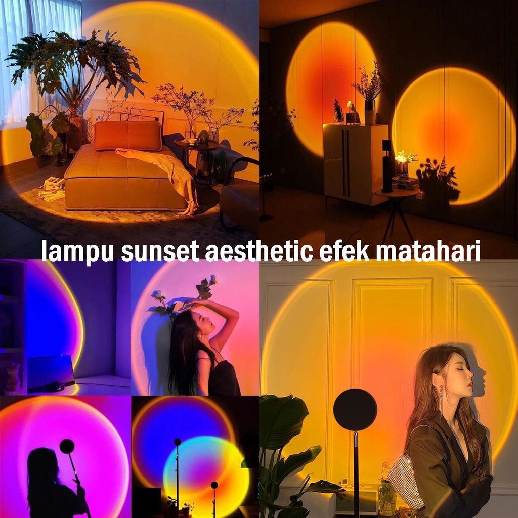 Lampu Sunset Aestetik Matahari Terbenam Lampu Tidur Proyektor Sunset Lamp LED Night Light Atmosphere