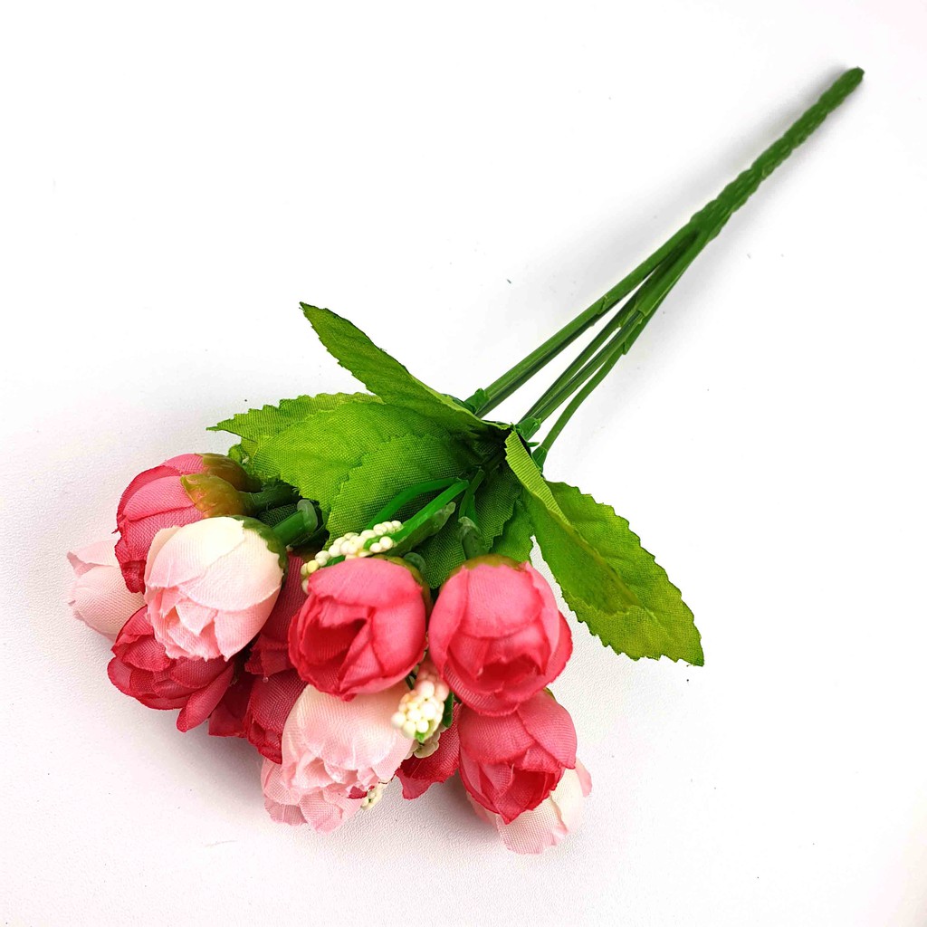 Bunga Mawar Artifisial 25 cm / Bunga Palsu/ Bunga Artificial/ Bunga Dekorasi-Merah Muda