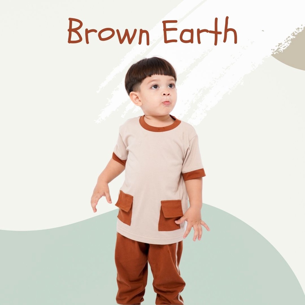 Playset Anak Earthy Series Original Super Premium Setelan Anak Kaos Celana Panjang Unisex