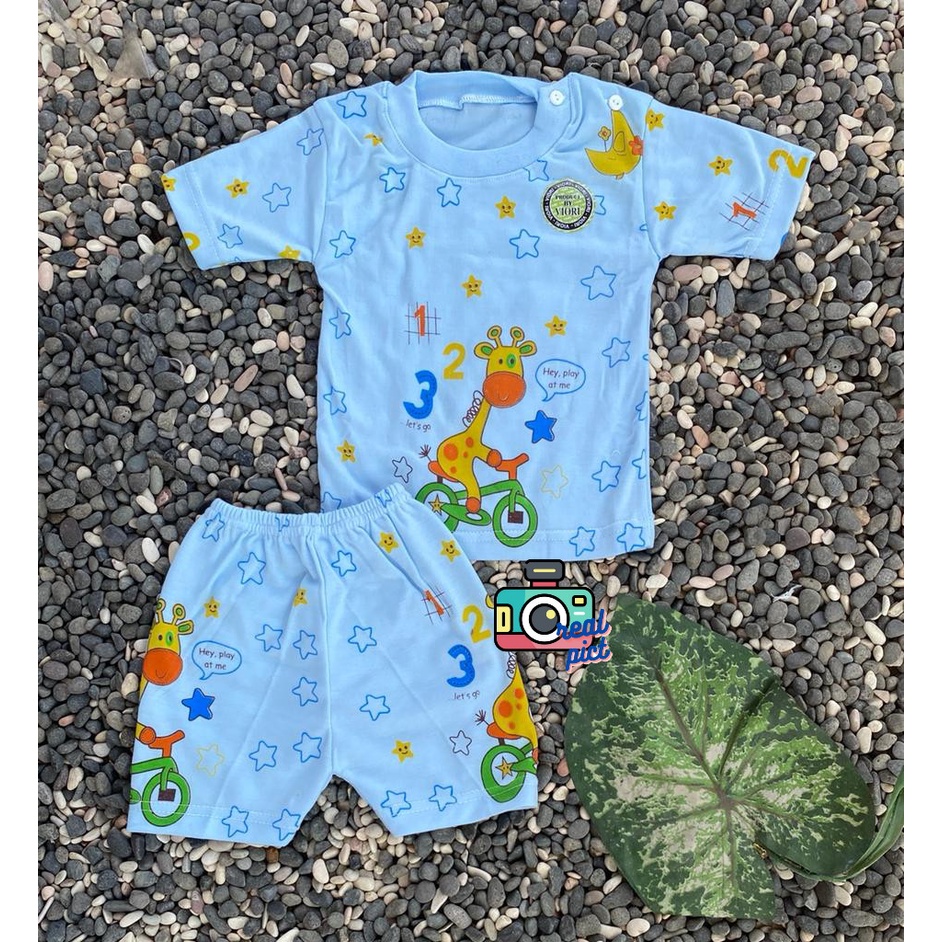 baju bayi jerapah pendek  dasar warnaSetelan 2-18 BULAN (PD 037)