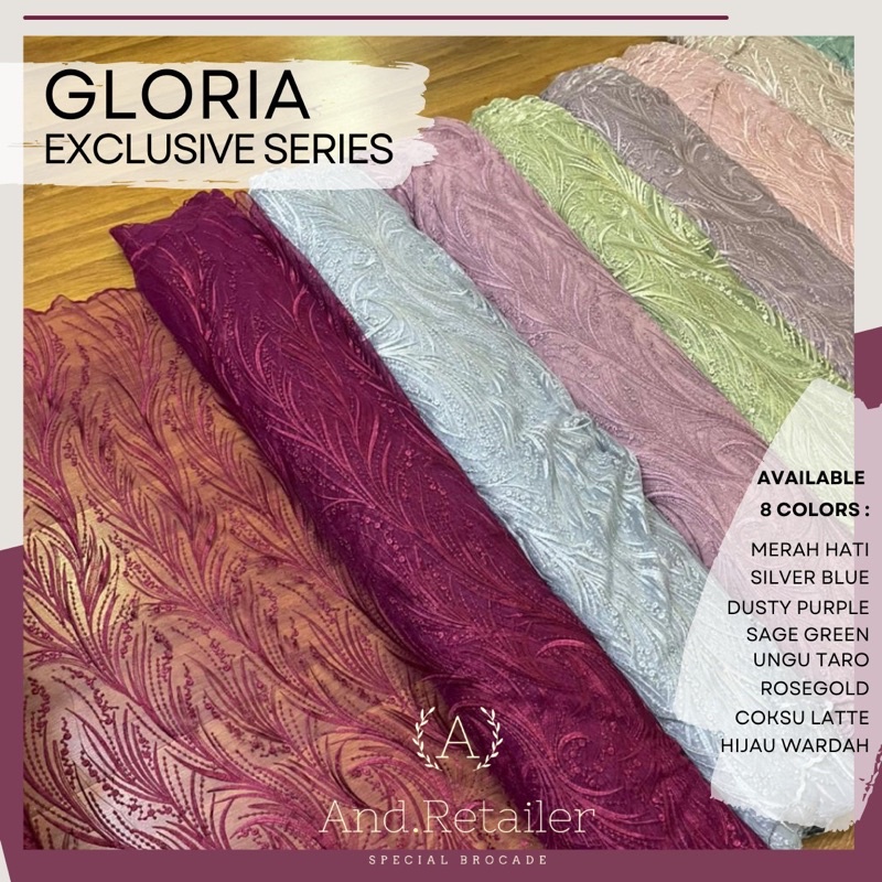 Bahan Kebaya Brokat Tile Gloria Exclusive Warna Merah Tua Merah Hati