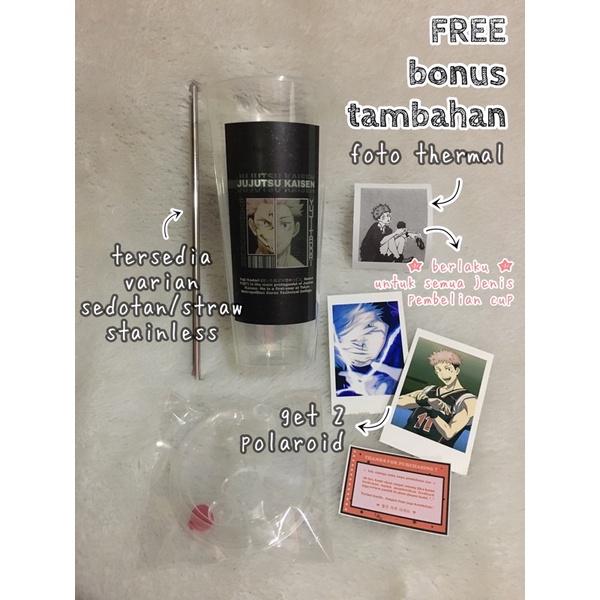 TANPA PO ♡ CUSTOM REUSABLE CUP 700 ml ♡ polaroid txt kpop anime ♡ tumbler tempat minum costum tumblr