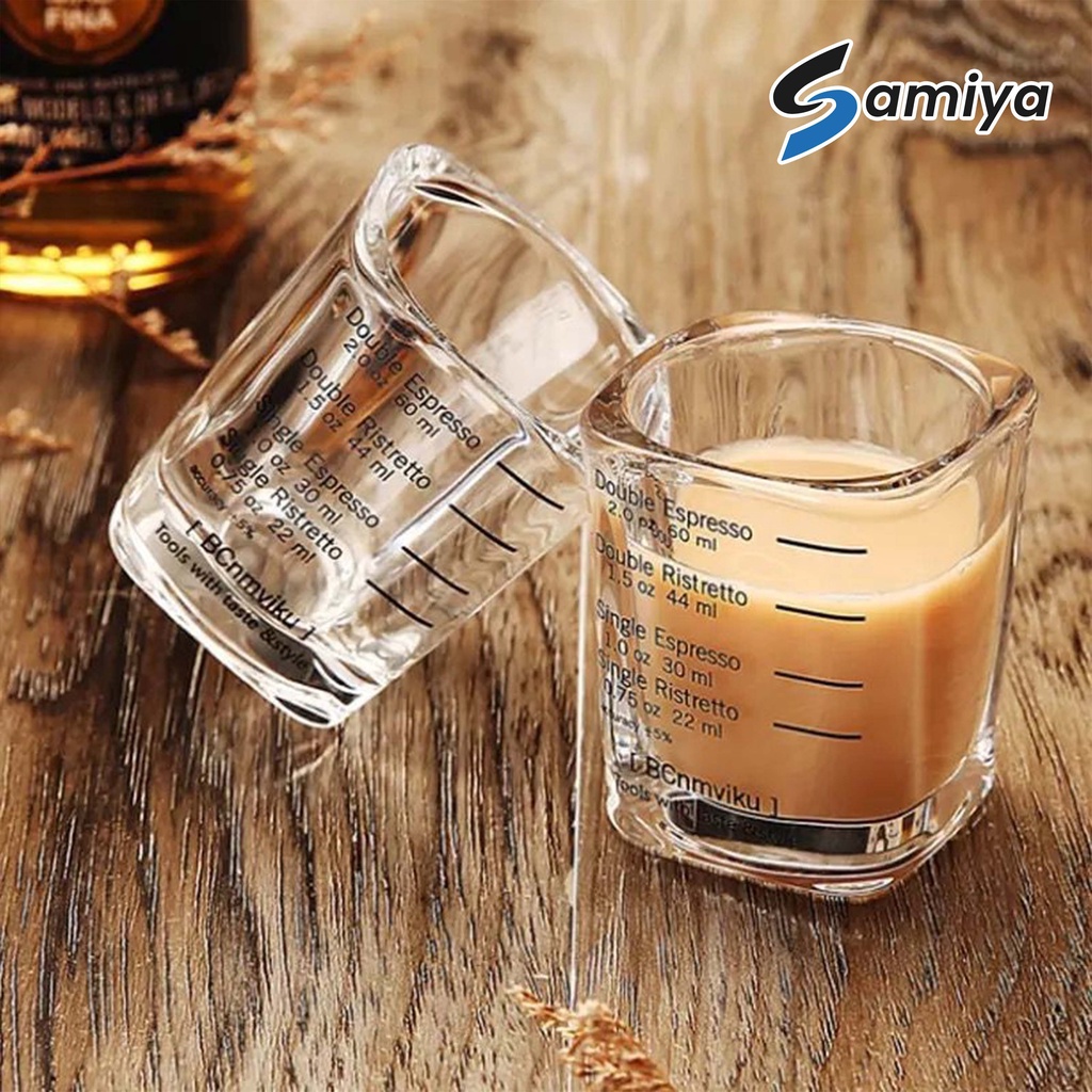 double shot square espresso 60ml / seloki gelas takar ukur kopi / measuring glass coffee cup sloki