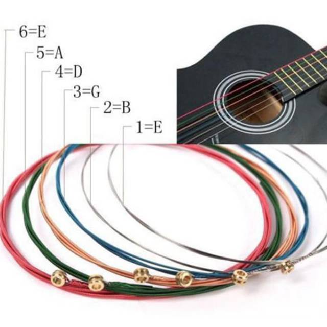 Senar Gitar Akustik Pelangi String Rainbow Import Unpacking 1 Set