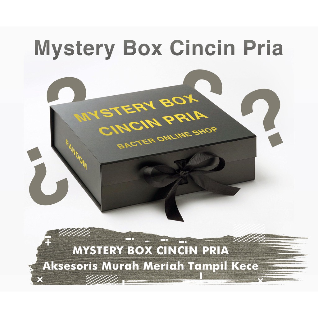 [Bayar Di Tempat] BOS Mystery Box Kotak Pandora Misteri Aksesoris Fashion Cincin Pria Tangan Hitam