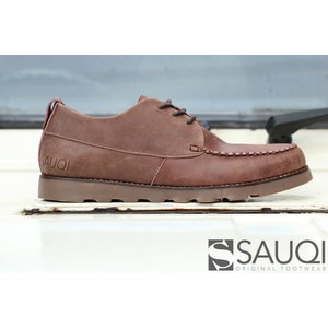 sepatu pria formal sauqi flux es coklat kulit asli original leather