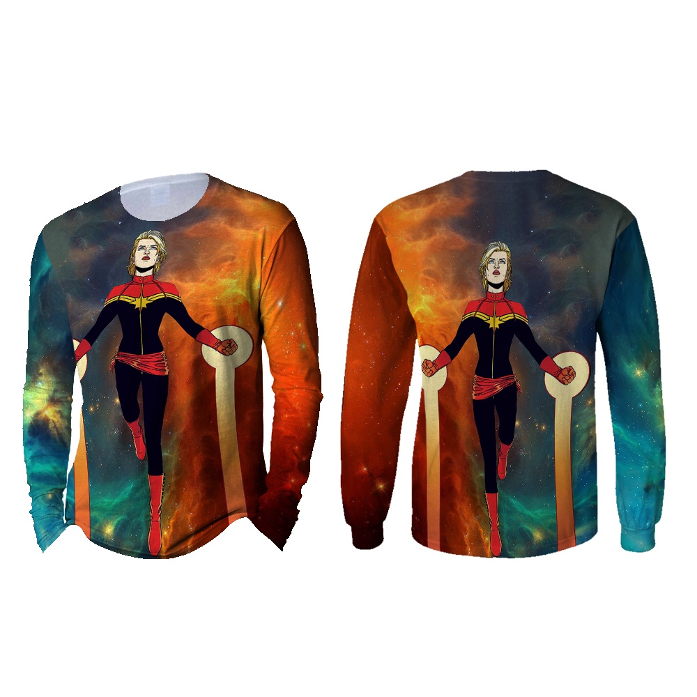 [TiniShop] Kaos Custom Termurah / Kaos Panjang Pria CAPTAIN MARVEL 3D FullPrint