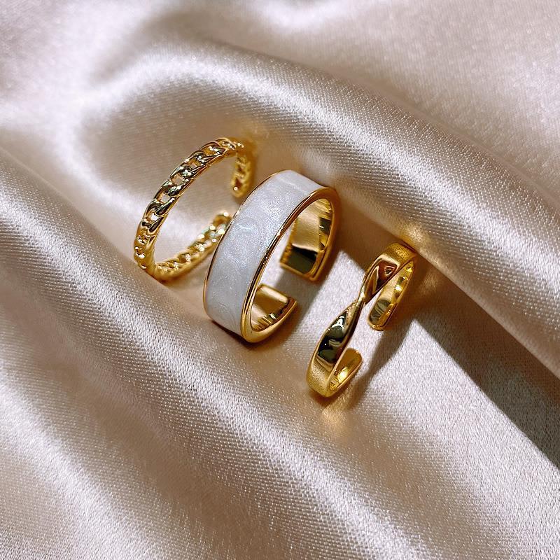 3pcs / Set Cincin Model Terbuka Dapat Disesuaikan Gaya Vintage Korea Untuk Wanita