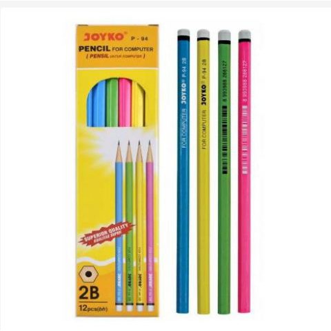 [SEKOLAH] - Pensil Joyko 2B P-94 Warna Neon - 1 BOX isi 12 pcs