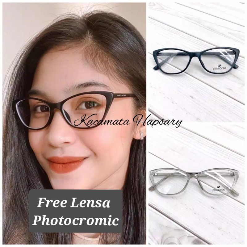 FRAME KACAMATA CAT EYE WANITA GRATIS LENSA PHOTOCROMIC | MINUS DAN PLUS ANTI RADIASI | KACAMATA 1906