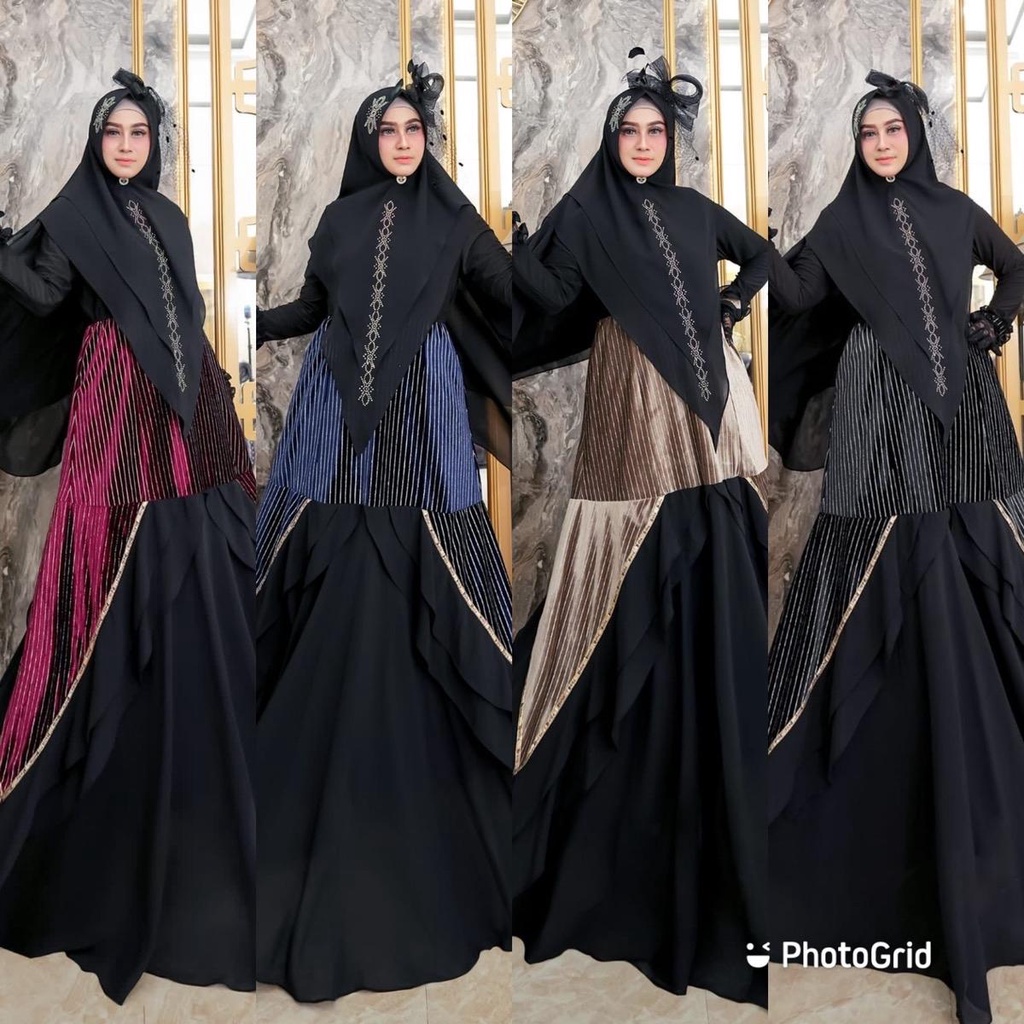 Gamis Syari Premium Ceruty mix jersey Malilah By Dwina | Gamis Busui | Gamis Terbaru