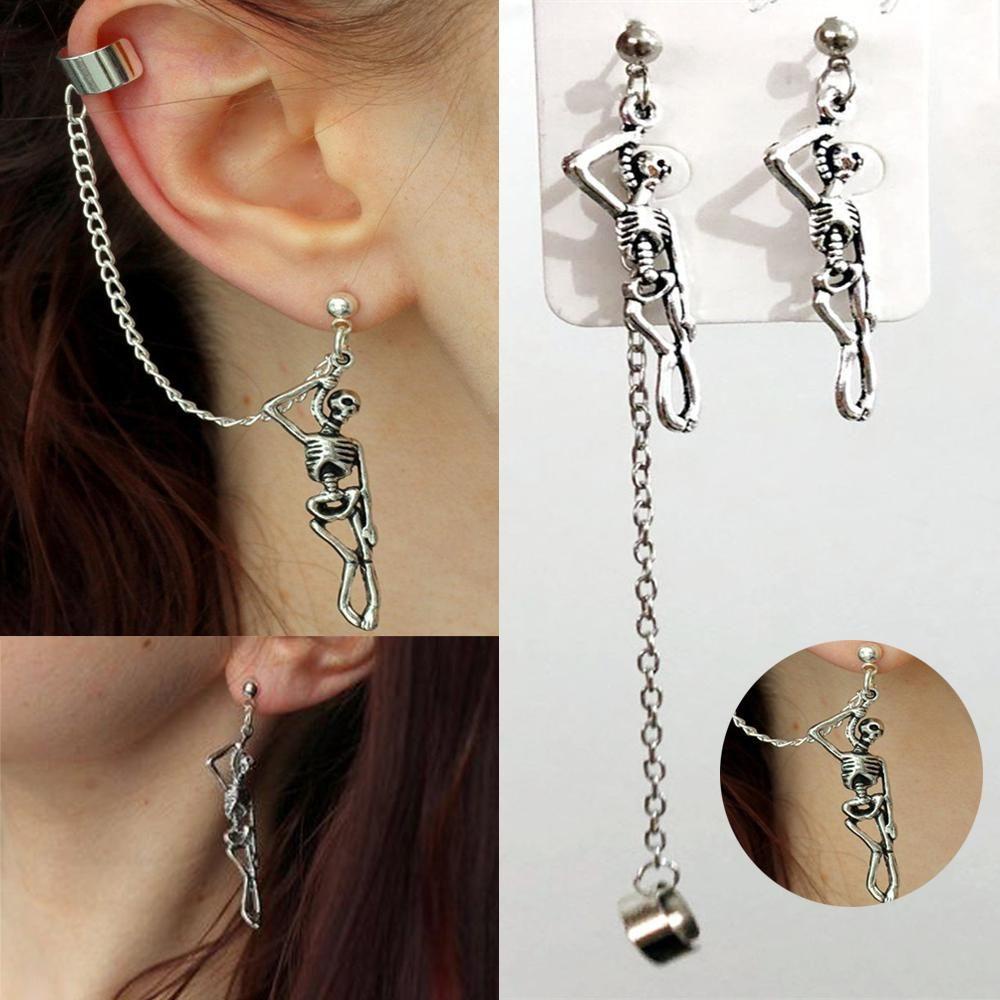 1 Pasang Anting Stud Desain Tengkorak Gaya Punk Rock Gothic Hip Hop