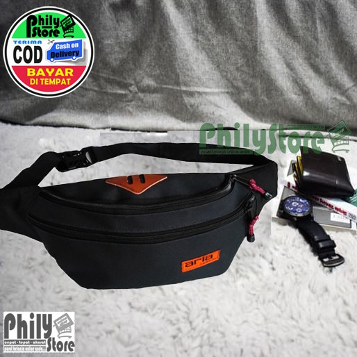 Tas Selempang Pria Black / Sling Bag / Waist Bag / Tas Pinggang Murah / Tas Pushop Murah