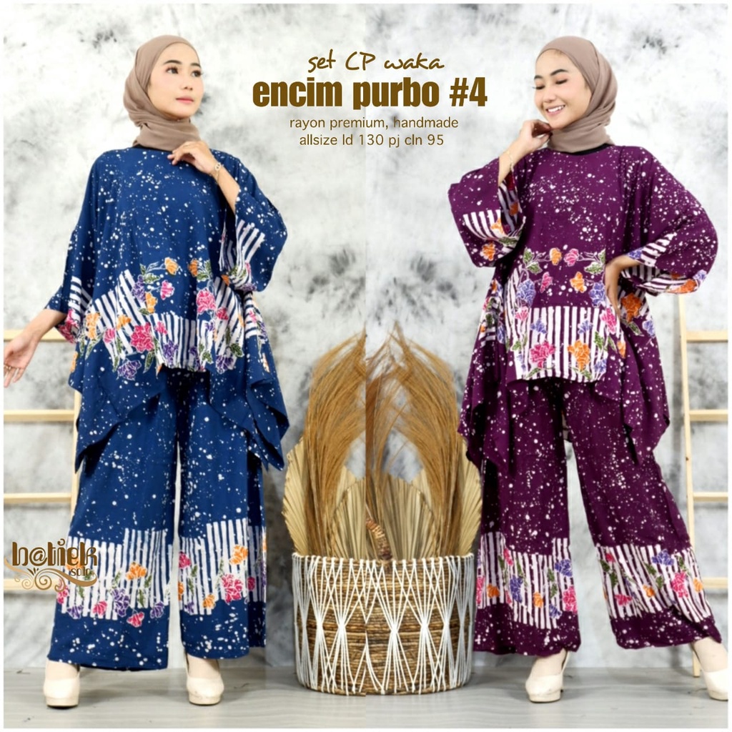 Encim Purbo 4 Setelan Batik Wanita Jumbo LD 130 cm Handmade One Set Wanita Motif Bunga Jumbo Setelan
