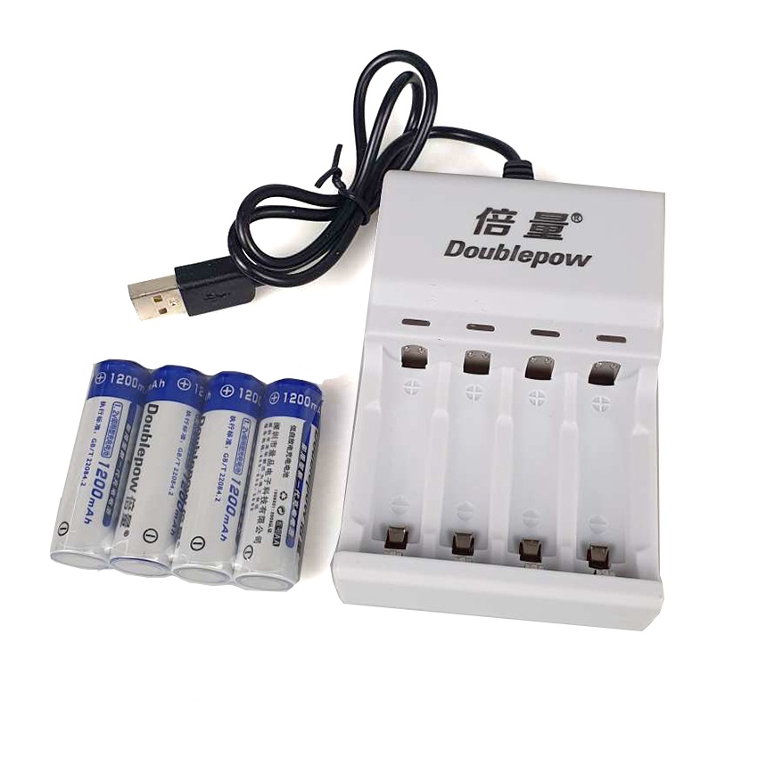 DOUBLEPOW DP-U82 Charger Battery 4 slot AA/AAA Bonus 4 PCS AA Baterai