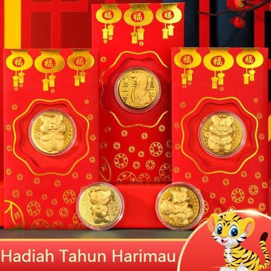Angpao Koin / Kantong Koin Emas Kado Souvenir Imlek Tahun Macan Tiger chowp11 Segera Dapatkan