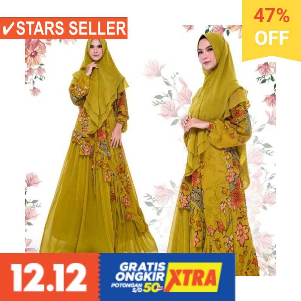 BUSANA MUSLIM PEREMPUAN FASHIONABLE CEWEK CANTIK / GAMIS SYARI CERUTY BABYDOLL BY ELNAKA