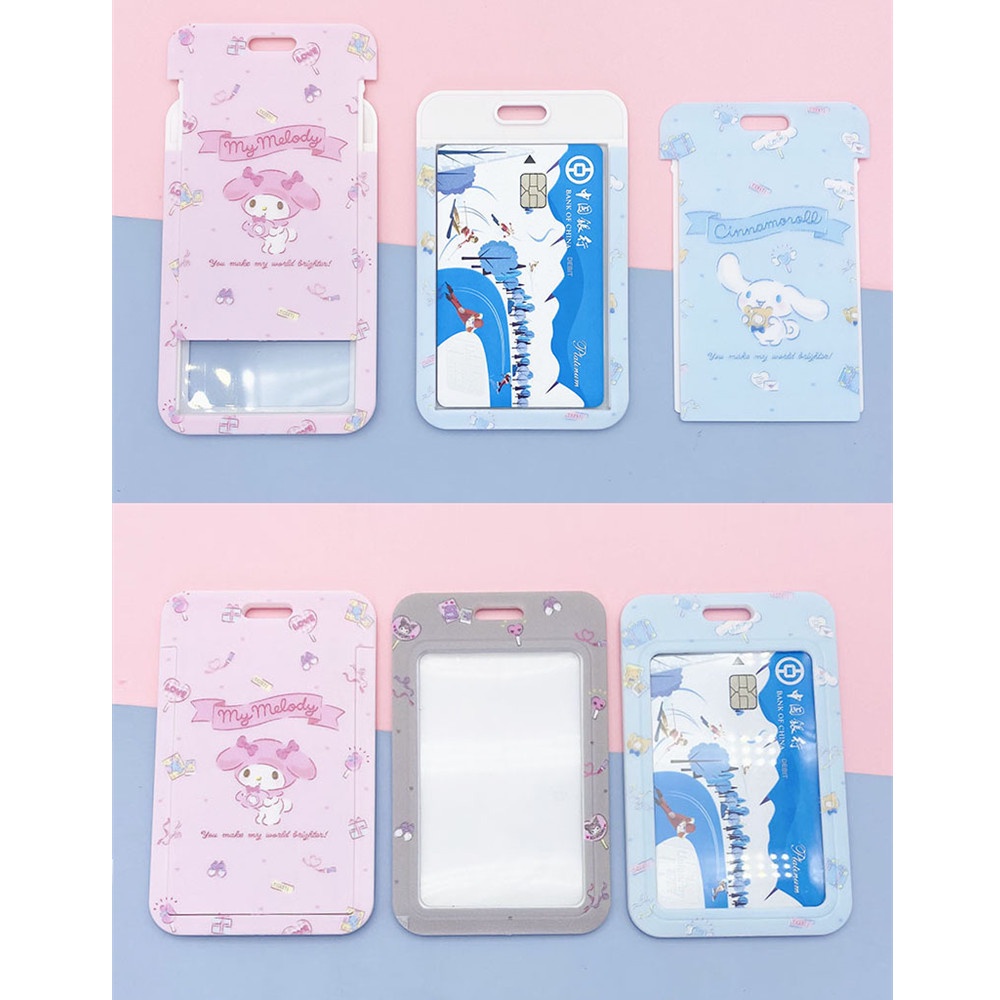 Sanrio Case Holder Kartu Bus Motif Kartun Hello Kitty Melody Dengan Lanyard Untuk Anak Perempuan penutup kartu