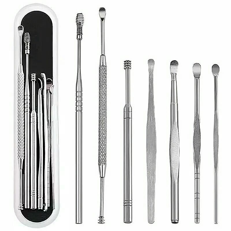 Medan Termurah Satu set 7pcs stainless steel Korek Kuping Pembersih Telinga