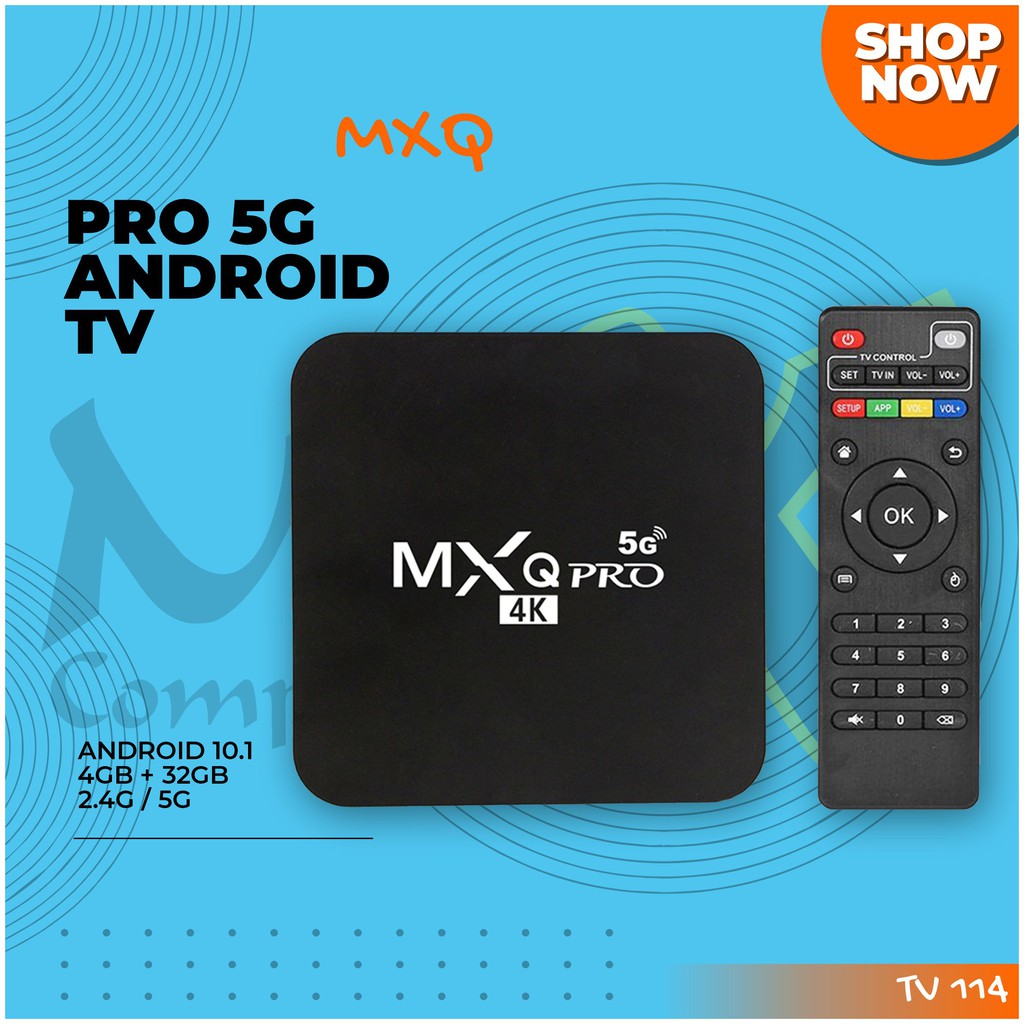 MXQ Pro 4K Android 10.1 4GB RAM 32GB ROM H.265 Dual Band 2.4G + 5G Android TV Box
