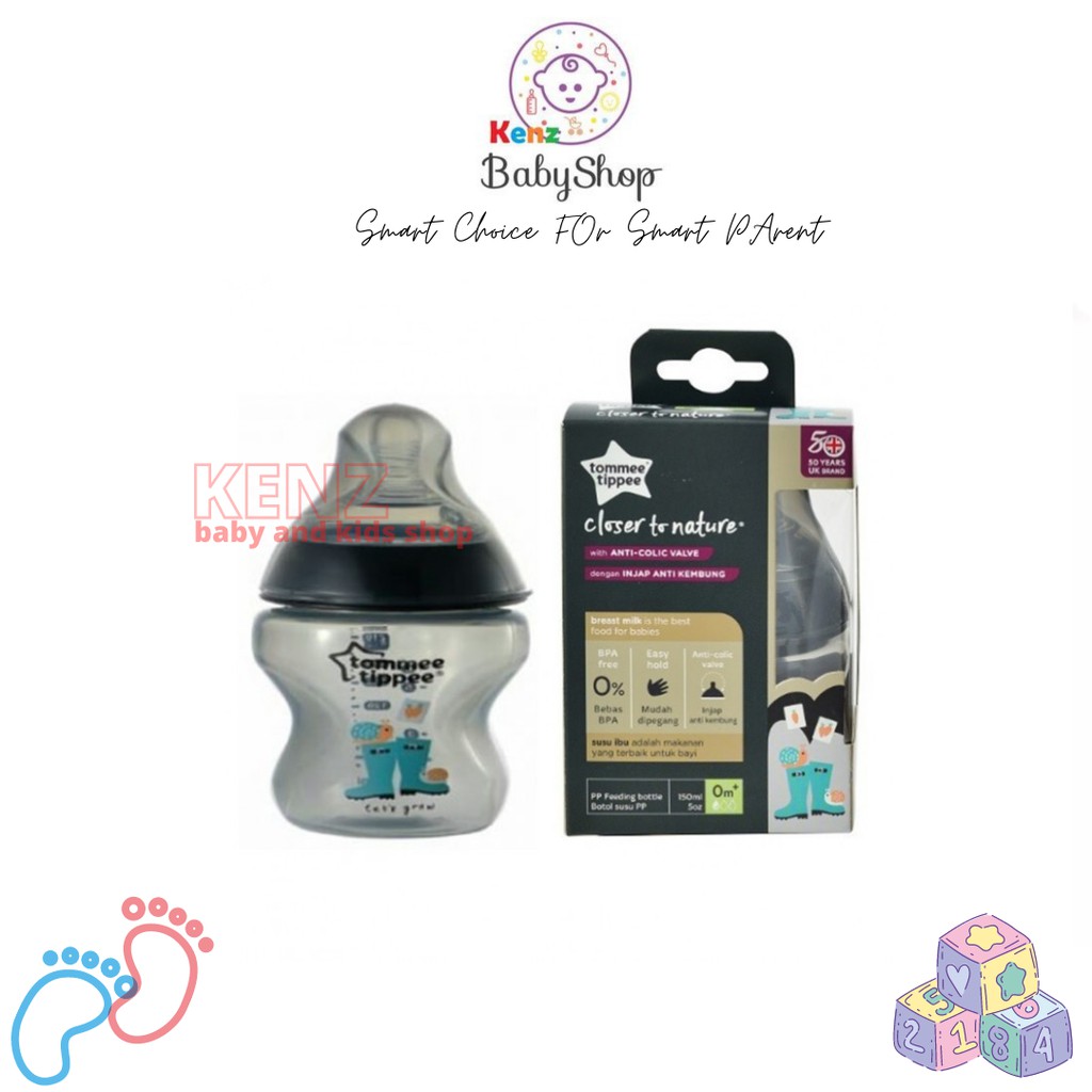 Tommee Tippee CTN Decorated Bottle Black || Single Pack 150 ML