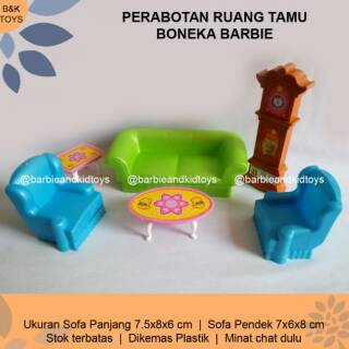 Perabotan Ruang Tamu Boneka Barbie Kursi Meja Jam Komplit Perabotan Ruang Tamu Boneka Barbie Kursi Meja Jam Komplit