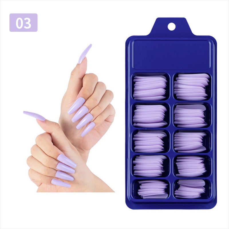 1 Kotak 100PCS Kuku Palsu Akrilik Full Coverage Warna-Warni Untuk Dekorasi Nail Art