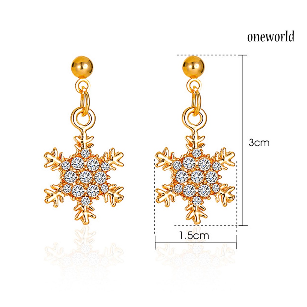 OW# Women Elegant Snowflake Shape Zircon Pendant Ear Stud Earring Jewelry Accessory