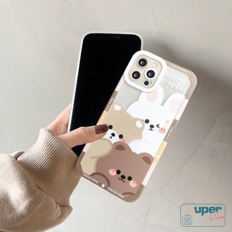 Casing Redmi10 A1 9A 9 9T 10C 9C Redmi Note10 10S 8 9s 9pro 9 11 11s 10 Pro Max Plus Nfc Poco M4 X3 Pro Nfc Poco M3 INS Kartun Lucu Beruang Transparan Case Soft Tpu Cover