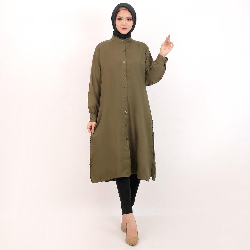 Tunik Cinkel/ LONG TUNIK JUMBO / atasan tunik / Long tunic / Long tunik polos / Long tunik putih / Long tunik busui /  atasan long tunik/ atasan tunik wanita/atasan tunik muslimah / tunik crinkle/ tunik crinkle full kancing