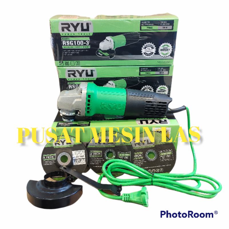 MESIN GURINDA TANGAN RYU RGS100-3 / GERINDA TANGAN RYU 4 INCH / MESIN CANAI / MESIN GERINDA TANGAN