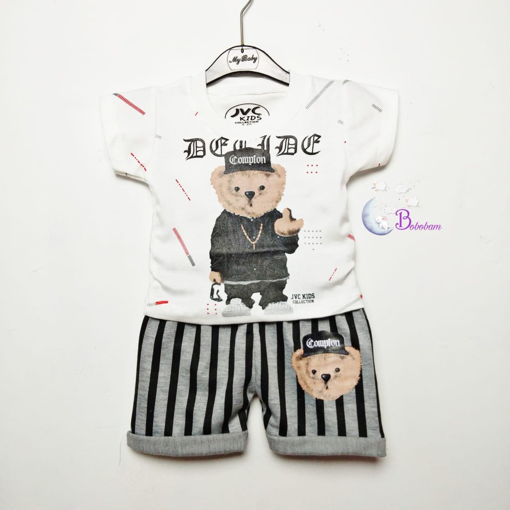 BOBOBAM  BAJU BAYI ECER CASUAL KASUAL SETELAN ANAK BEAR / SETELAN ANAK HARGA GROSIR