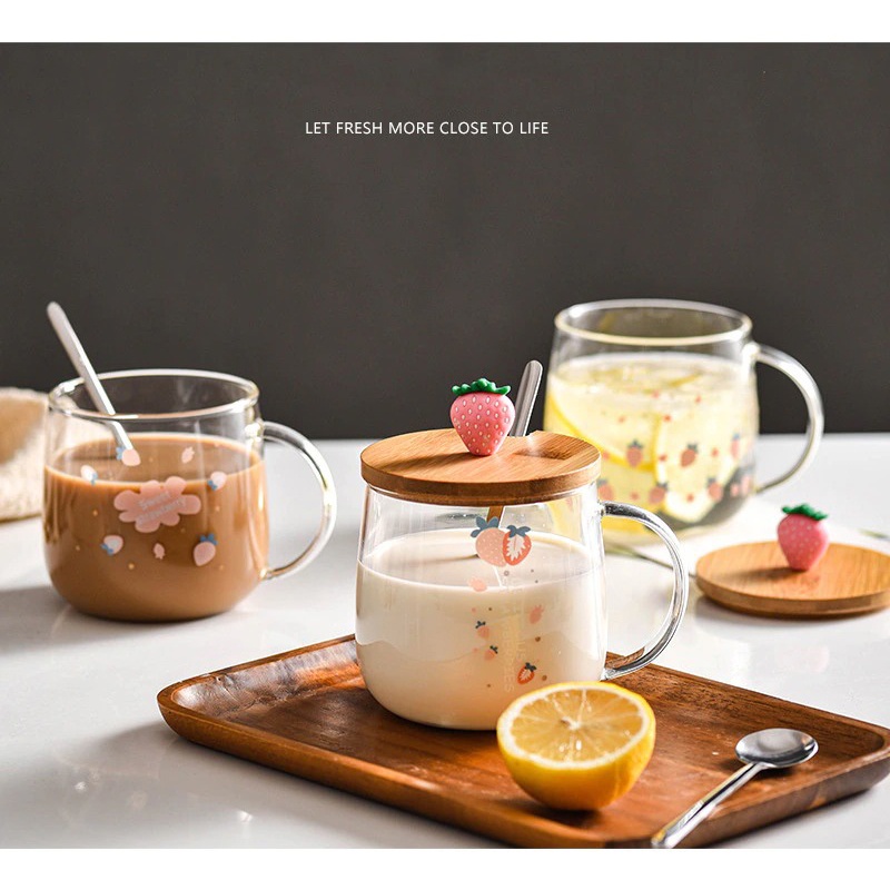 Gelas Cangkir Teh Kopi Coffee Mug Strawberry Desain 330ml