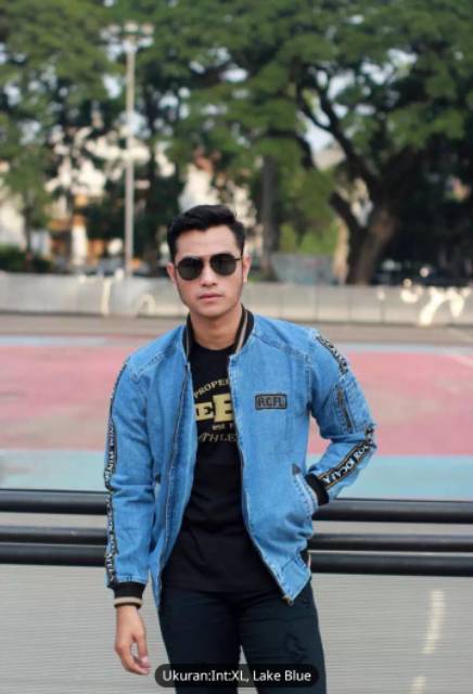 Jaket Jeans Bomber Pita Bordir Pria Jaket Jeans Bomber Roca Fella Jaket Jeans Bomber Distro