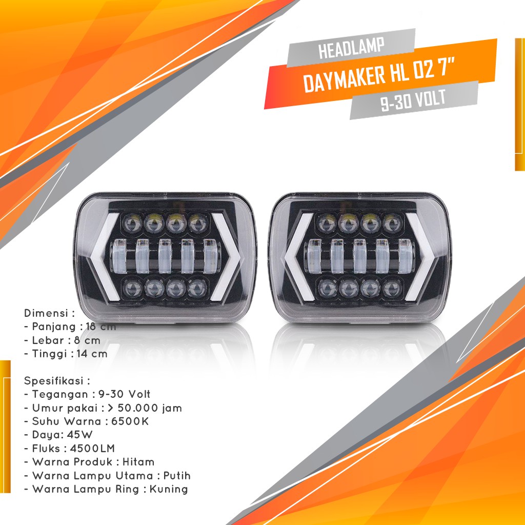 Lampu Headlamp Daymaker 7 inch 9-30 Volt 45W