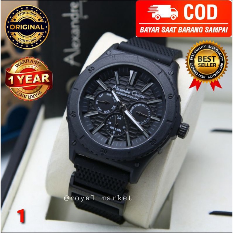 [PILIHAN WARNA LAIN DIGESER FOTONYA] ORI JAM TANGAN WANITA ALEXANDRE CHRISTIE CHRONO RUBBER STRAP AR