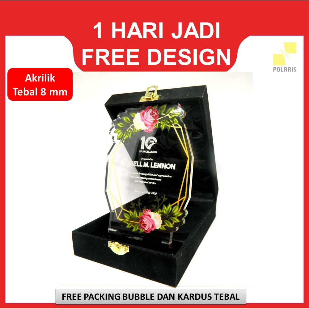 PLAKAT AKRILIK+BOX TROPHY AKRILIK PLAKAT WISUDA KADO ANNIVERSARY PIALA PENGHARGAAN VANDEL ACRYLIC