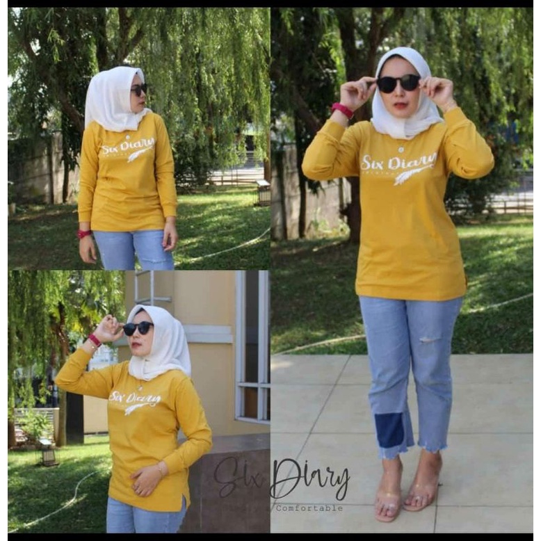 kaos wanita lengan panjang bahan catton 24s/20s