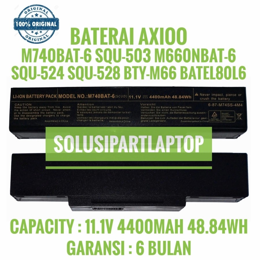 Baterai Original Axioo M740, M740BAT, M740BAT-3, M740BAT-6, M660NBAT-6